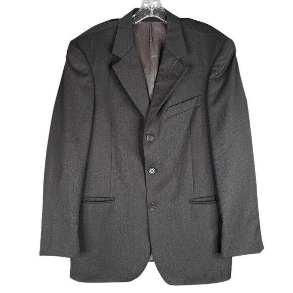 Zegna Blazer Jacket Italy Mens Super 120’s Wool Size 46 R Gray 3 Button - Picture 2 of 11